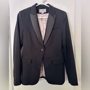 H&M Black Blazer tuxedo jacket with Satin lapel size 6